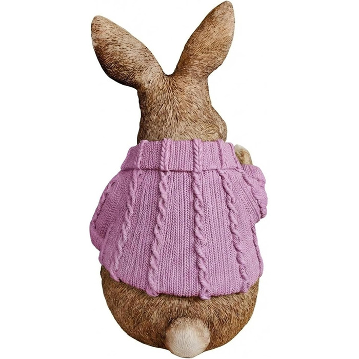 Декоративні фігурки великоднього зайчика у рожевому светрі colourliving
