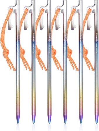 Титановый сплав Колышки 7 мм Сверхмощные гвозди для палатки Красочные молотые гвозди Прочные походные булавки Садовые колья Колышки для кемпинга Тент для путешествий 20 см / 24 см / 30 см / 35 см / 40 см 6/8 шт. / лот Ti4013P (20 см 6 шт./лот Ti4013PS)