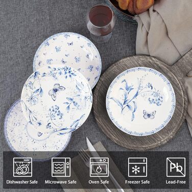 Набор з 4 тарілок 20 см Blue Butterfly fanquare