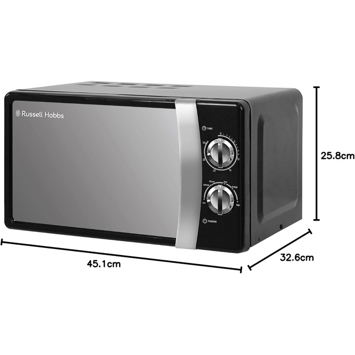 Мікрохвильова піч 17 л, 700 Вт, чорний RHMM701B Russell Hobbs