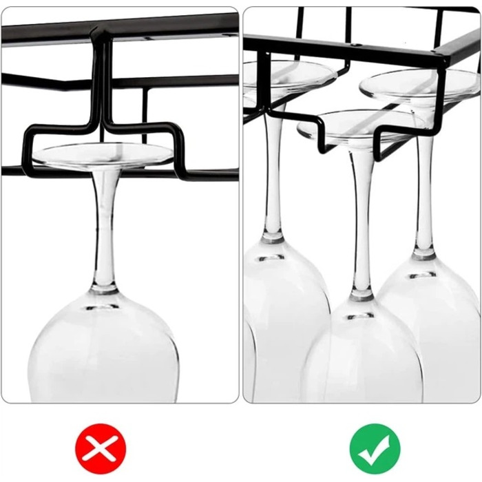 Держатель для бокалов подвесной металлический, 4 ряда для 8 бокалов