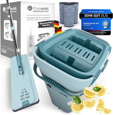 Набор швабры с ведром 150 см зеленая мята Purewish