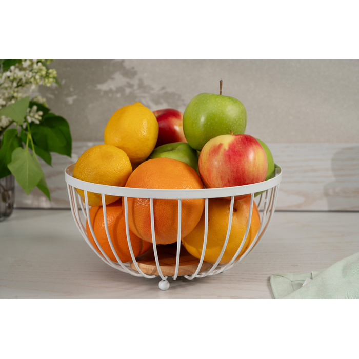 Кошик Ardesto Midori 25х25х13см, метал, дерево, білий