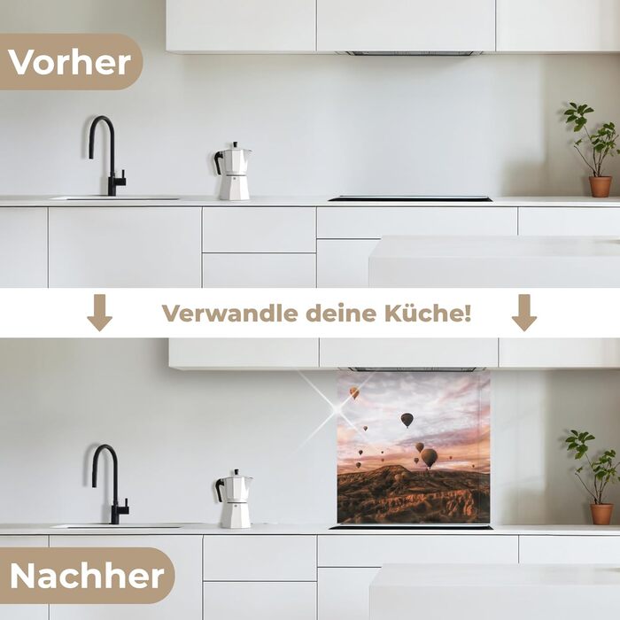 Кухонний фартух 60x80 см Самоклеючий захисний екран для кухні Кухонний фартух Кухонні фасади Кухонні фартухи Кухонна стіна Вода - Пейзаж - (Пейзаж - Повітряна куля, 80 x 80 см)