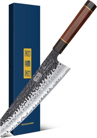 Ніж HOSHANHO Santoku Кухонний ніж ручного кування, ніж Сантоку Гостре лезо 18 см Кухонний ніж з японської серцевини VG10 Ніж для кухарів з ергономічною ручкою Подарункова коробка (ніж для кухарів Kiritsuke 23 см)