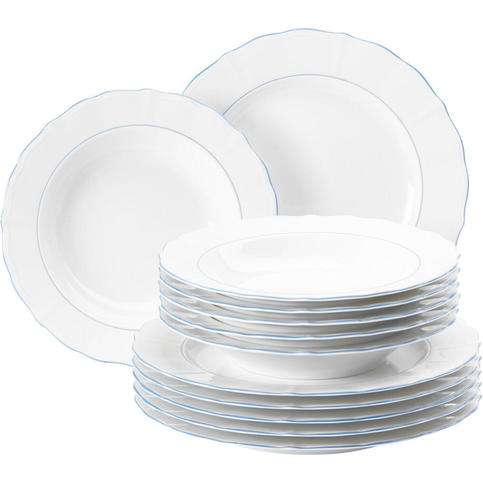 Набір тарілок на 6 персон, 12 предметів, Sonate Blue Lines Seltmann Weiden