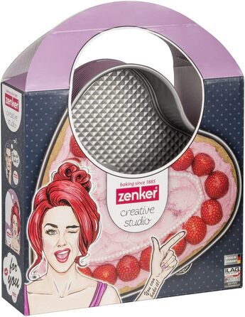Творча студія Zenker Z7480 Ø 26 см, форма для випічки з плоским дном, кругла форма для торта з антипригарним покриттям, креативна випічка (колір рожевий, сріблястий), кількість (форма для роз'єму серця)