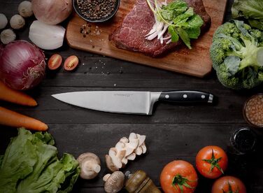 Поварской нож Lioroso 8-дюймовый профессиональный кухонный нож, ультраострый поварской нож с кованым лезвием из кованой немецкой нержавеющей стали, полный стержень, эргономичная ручка - 8-дюймовый кухонный нож серии Classic