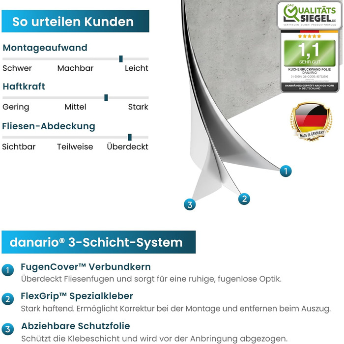 Самоклеящийся кухонный передник от брызгов 220 х 60 см danario