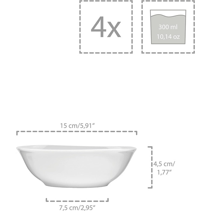 ПЕВЕЦ Белый столовый сервиз Bilgola, набор фарфоровой посуды из 30 предметов на 6 персон, набор тарелок округлого дизайна, обеденная тарелка (миски для хлопьев 6 шт.)