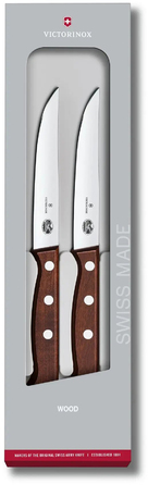 Кухонный набор Victorinox Wood Steak Set 2 ножа лезвие 12см от деревьев. с ручкой в подарочной упаковке.