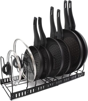 Подставка для посуды раздвижная 51,5 x 18,5 см, на 9 отделений, черная Vialex