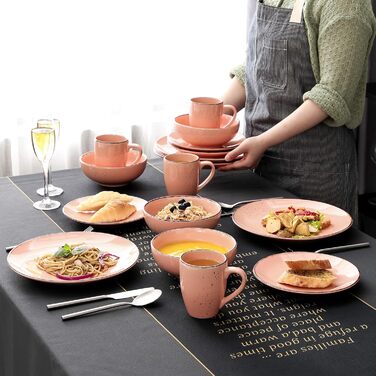 Набір посуду Vancasso на 12 осіб, набір керамічного посуду Navia, комбінований набір з 48 предметів з обідніми тарілками, салатницями, мисками та чашками, вінтажний вигляд, натуральний дизайн