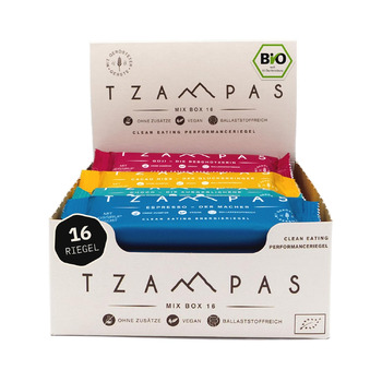 Енергетичні батончики 16 х 40 г, 4 різних смаки TZAMPAS