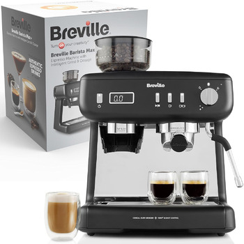 Кавоварка Breville Barista Max з портафільтром Еспресо-машина/кавоварка з вбудованою кавомолкою та спінювачем молока Резервуар для води 2,8 л Італійський насос 15 бар Нержавіюча сталь VCF126 шт. Бариста з кавомолкою (Barista Max з кавомолкою)