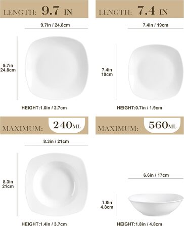 Серія Elisa, 12-предметний кремовий порцеляновий кавовий набір, кавові чашки та блюдця на 6 осіб для кави, чаю, десертів (білий, набір посуду (24 предмети))