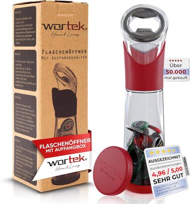Відкривачка для пляшок з контейнером для кришок червона wortek