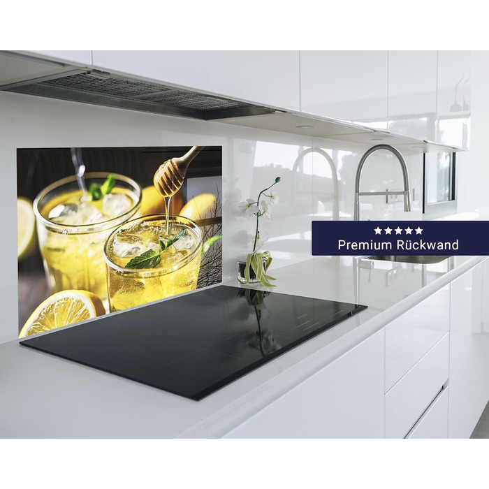 Фартух для плити timalo, настінна раковина, кухонний фартух, скляний вигляд Акрилове скло 2 мм Скляний фартух, акрилові скляні кухонні панелі, захисна панель для фартуха Мармурове біле золото (60x52 см, 97- Лимонад)