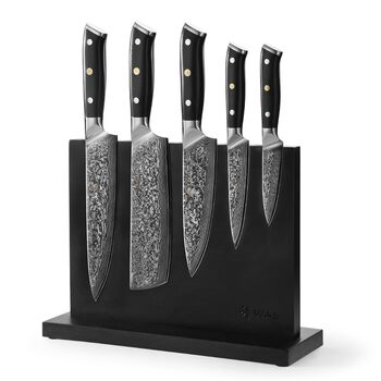 Кулінарний набір ножів з дамаської сталі Sycamore, 6 предметів 67 шарів, ядро з VG10, твердість 60 2 HRC, ручки з клена, хлібний ніж із серрейторною заточкою, магнітний тримач для ножів, професійні кухонні ножі для точного нарізання (Елітна кухня)