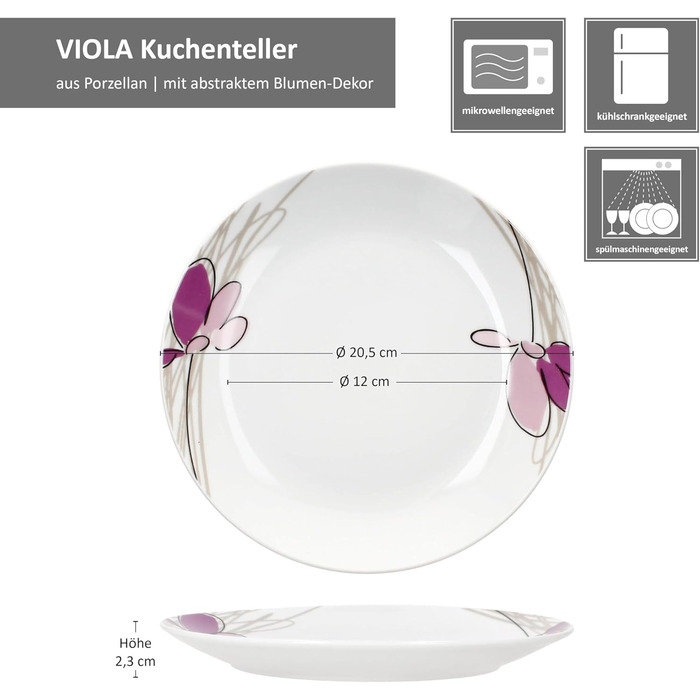 Набір із 6 тарілок з квітковим декором MamboCat