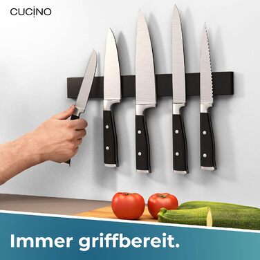 Магнітний тримач для ножів настінний 40 см, чорний CUCINO