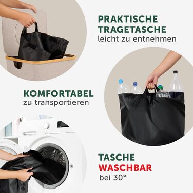 Контейнер для збору пляшок Blumtal Deposit 150 л з 2 відділеннями - Бамбуковий органайзер для пляшок - Збірник порожніх пляшок - Збірник пляшок - Контейнер для збору порожніх пляшок з отвором - Збірник пляшок (бежевий, Збірник пляшок - 100 л)