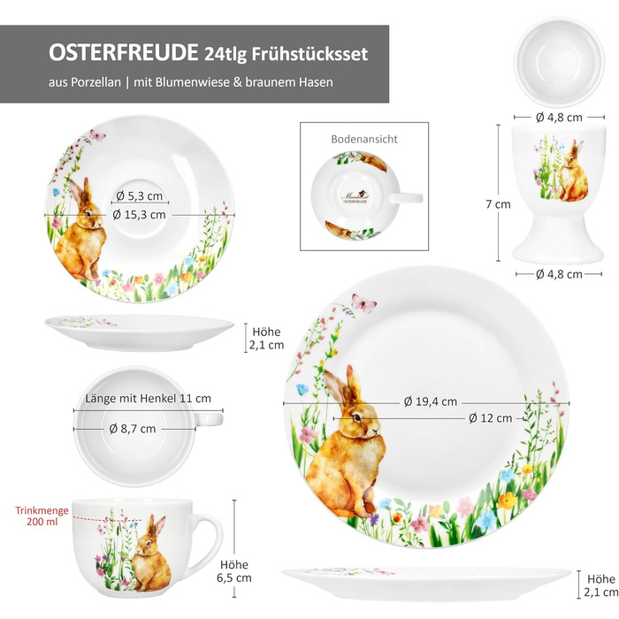 Набір посуду для сніданку з 24 предметів на 6 осіб MamboCat
