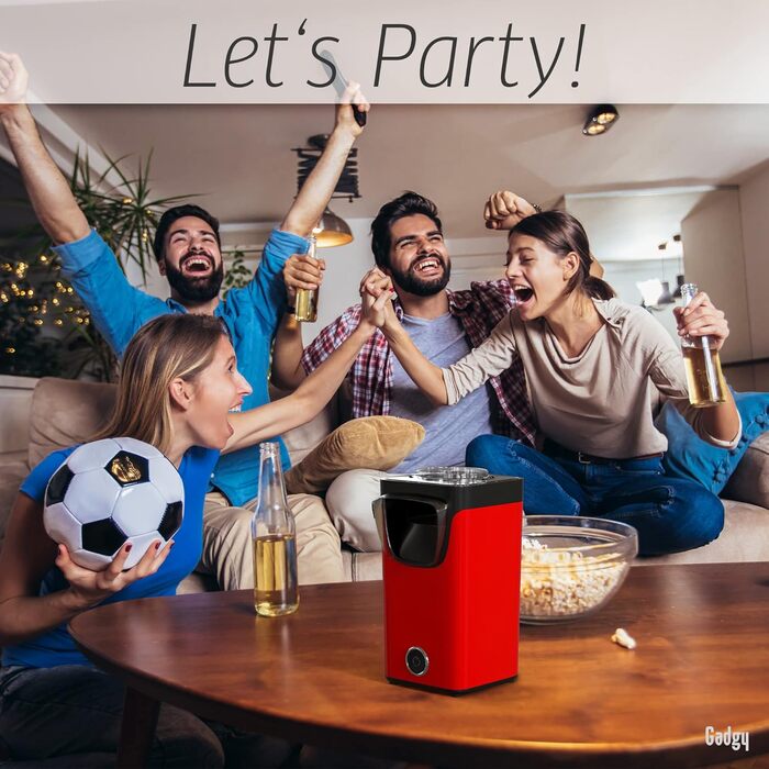 Апарат для попкорну з гарячим повітрям 1100 Вт, червоний Gadgy