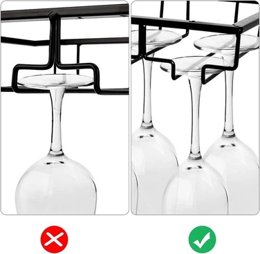 Держатель для бокалов подвесной металлический, 4 ряда для 8 бокалов