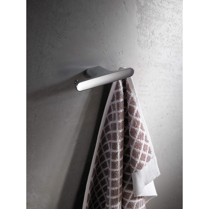 Гачок для рушників подвійний металевий Keuco, глянцевий хромований, круглий, для ванних кімнат, з двома гачками для рушників і халатів, Edition 400