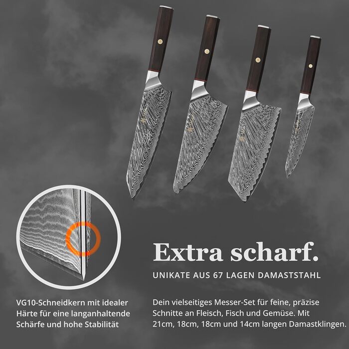 Кулінарний набір ножів з дамаської сталі Sycamore 6 ножів, 67 шарів, ядро VG10, твердість 602 HRC, ручки з клена, хлібний ніж із серрейторною заточкою, магнітний тримач для ножів, професійні кухонні ножі для точного нарізання (Culinary Asia)