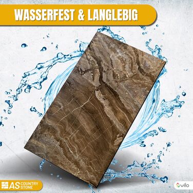 Стінові панелі AS Country Stone під мармур 60x120 см ПВХ-облицювання стіни з пластикових панелей для кухні, ванної кімнати тощо Панель кухонного фартуха (4 шт., колір Arebesceto Brown)