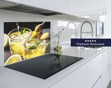 Фартух для плити timalo, настінна раковина, кухонний фартух, скляний вигляд Акрилове скло 2 мм Скляний фартух, акрилові скляні кухонні панелі, захисна панель для фартуха Мармурове біле золото (60x52 см, 97- Лимонад)