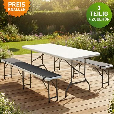 Комплект із 3 предметів стіла та лавок білий BRAST