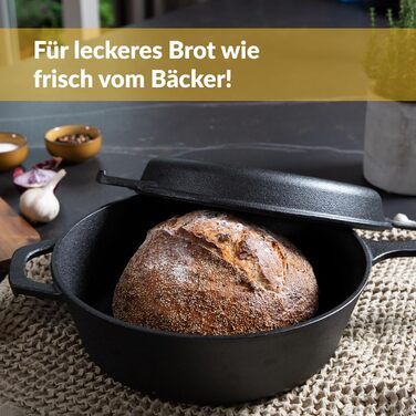 Чавунна форма для хліба Chefarone з кришкою - форма для хліба та тістечок - прямокутна форма для випікання та запікання - чавунна каструля для випікання хліба - 28 x 12 см (3 л 2 в 1)