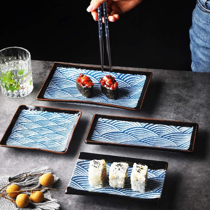 Набір посуду для суші на 2 персони, 10 предметів, Синя хвиля Artcome