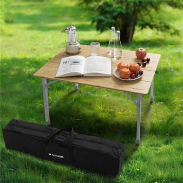 Складной бамбуковый кемпинговый стол 80 x 65 x 60 см Navaris