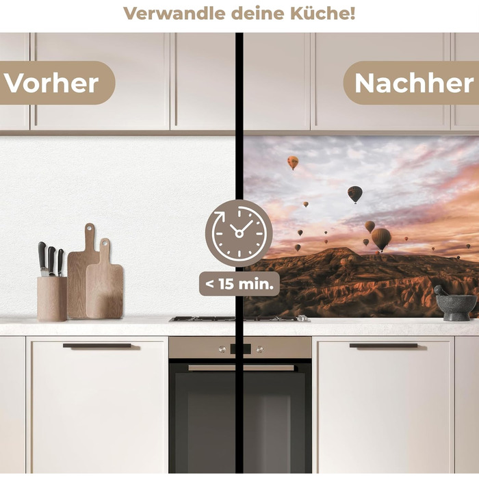 Кухонний фартух 60x80 см Самоклеючий захисний екран для кухні Кухонний фартух Кухонні фасади Кухонні фартухи Кухонна стіна Вода - Пейзаж - (Пейзаж - Повітряна куля, 60 x 80 см)