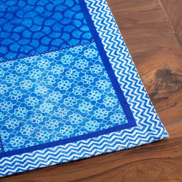 Бавовняні килимки для серветок, набір з 4 шт. , декоративні килимки для серветок, пасхальні килимки, що миються, для свят, вечерь, весни, літа (33 см x 48 см) (021 - Indigo Love), 39Hermine 100