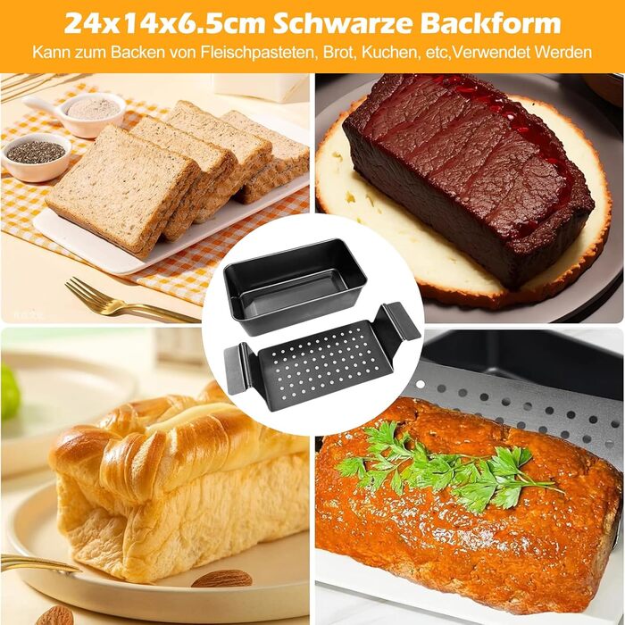 Форма для випікання хліба сталева зі знімною решіткою, чорна