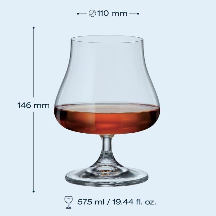 Набір коньячних келихів 6 шт 575 мл BOHEMIA CZECH REPUBLIC