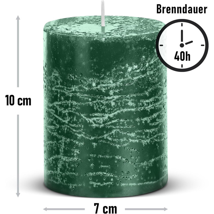 Набір із 4 свічок-стійок Brandsseller 7x10 см Однотонні та виготовлені з парафіну Сільські свічки з тривалим часом горіння Декоративні свічки для прикраси столу, Різдва та вечірок (7 x 10 см Набір із 4 шт. , зелені)