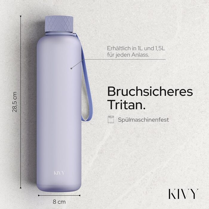 Пляшка для пиття KIVY об&39ємом 1,5 літра - підходить для газованих напоїв та герметична - для спорту, школи та офісу - спортивна пляшка для пиття для тренажерного залу - пляшка для газованої води об&39ємом 1,5 літра - можна мити в посудомийній машині (св