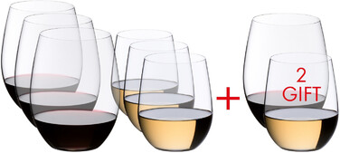 Набір келихів для червоного та білого вина, 8 предметів, O Wine Tumbler Riedel