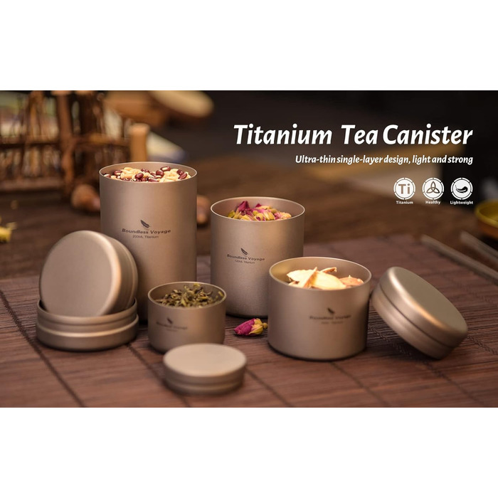 Безмежна подорож Титанова чайна каністра Caddy Відкрита портативна консервна банка для кавових приправ (YTI3209D)