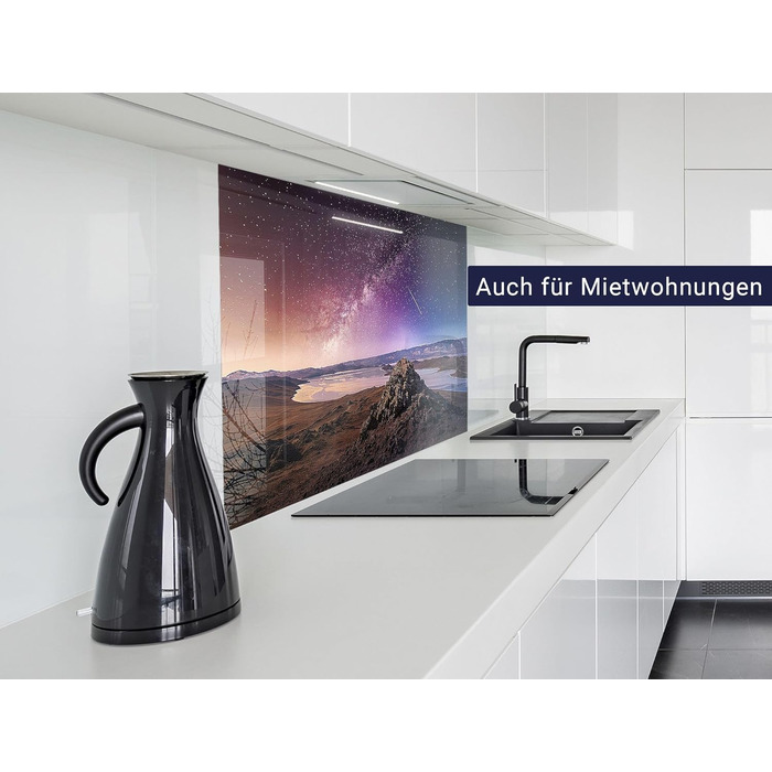 Кухонний фартух timalo зі скляним виглядом Акрилове скло 2 мм Бризкозахисна стіна для плити, скляний фартух, акрилова скляна настінна панель, захисна панель для фартуха Бетонно-блакитно-сірий (60x52 см, 204- Чумацький Шлях)