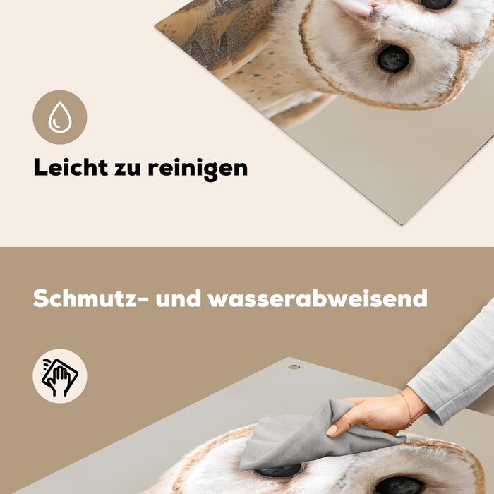 Фартух для плити, кухонний фартух, вініл, 78x52 см, декор для кухні, облицювання стіни, кришка для плити - сіро-чорна (сипуха - тварина, 78Д x 78Ш см)