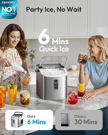Компактный льдогенератор 1,1 л серебряный EUHOMY