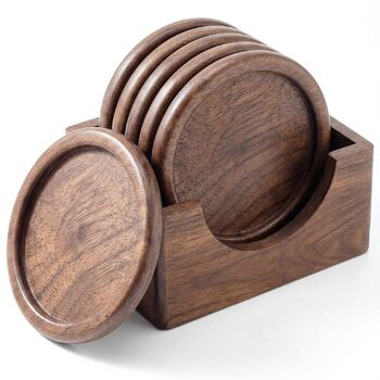 Набір підставок під склянки з горіхового дерева 6 шт OFFASST