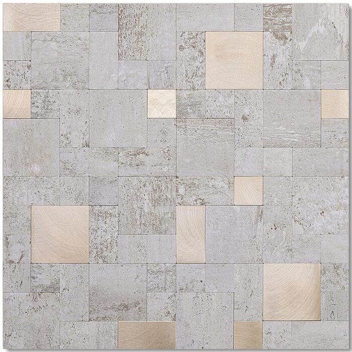 Мідний плитковий фартух DICOFUN, що знімається та клеїться, нержавіюча сталь, для кухні, металевий, фартух для плити, 0 листів (10, бежевий камінь та метал, золото)